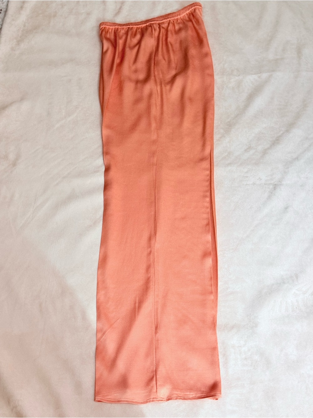 LAPOINTE Peach Fine Textured Satin Wide Leg Pants MD High Rise $690 Luxury Flowy - Picture 5 of 16